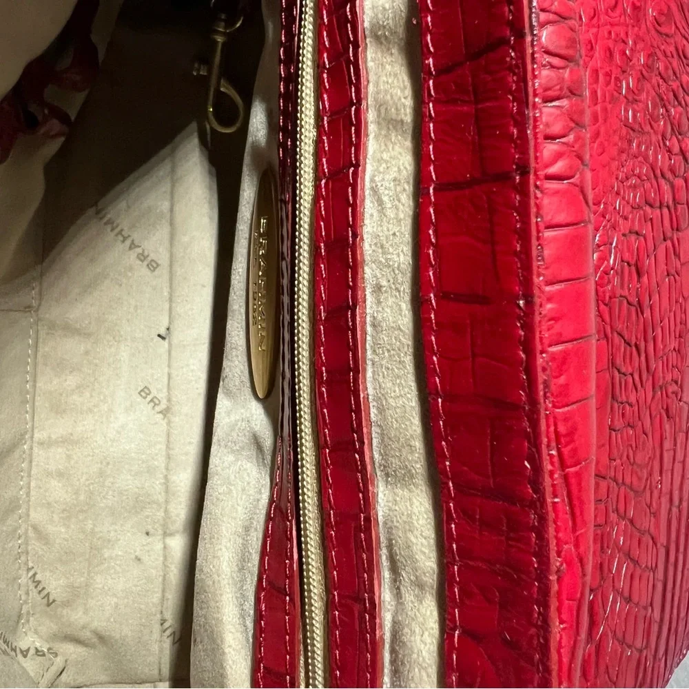 Brahmin Dark Red Croc-Embossed Leather Crossbody Bag - Picture 10 of 10